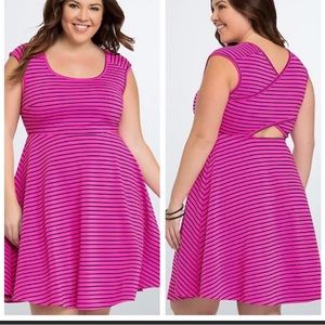 Torrid Size 2 (18-20 Women’s) Black & Pink Striped Dress